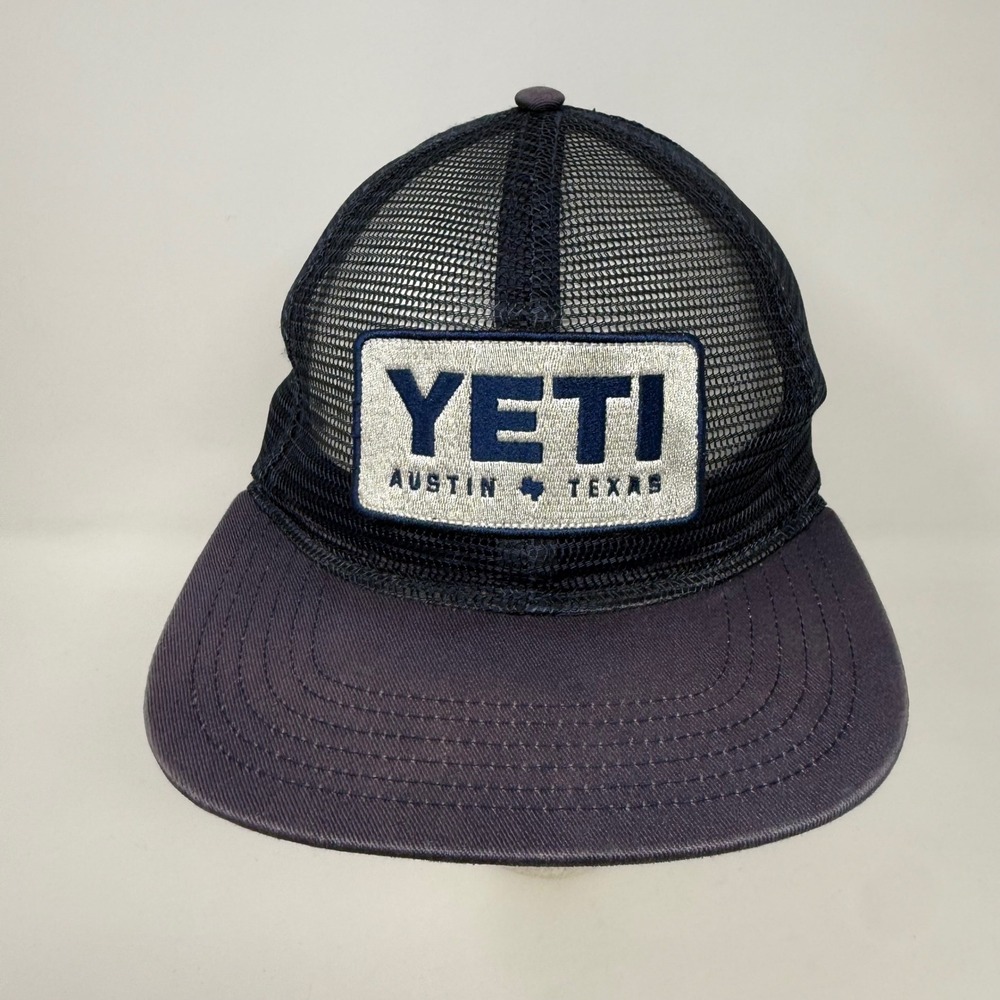 YETI Austin Texas Trucker Hat Navy Blue Mesh Snapback Baseball Cap Outdoors